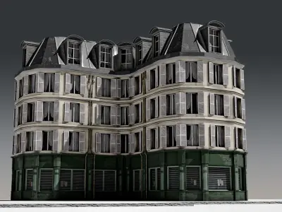 3 Piece Parisian Apartment Building Free 3D model