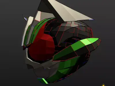 Kamen Rider Tycoon Helmet Foam Pepakura Unfold Low-poly 3D model
