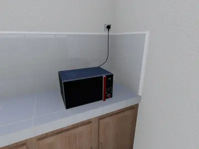 Microwave oven in kitchen 3D model