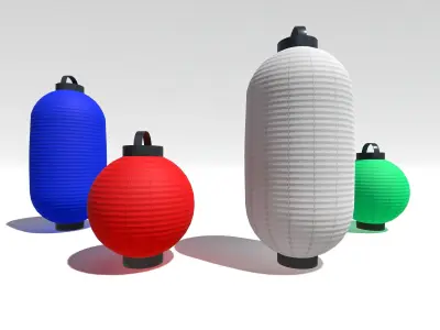 Dynamic Japanese Lampions Low-poly 3D model