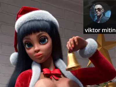 3D Santa Claus Girl anime Low-poly 3D model