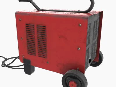 New red painted weld machine industrial tool  nanite ready da1 3D model