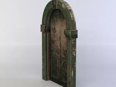 Door old wooden - old wooden Low-poly 3D model
