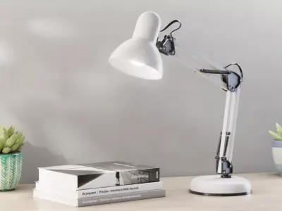 Modern Study Desk Lamp White Low-poly 3D model