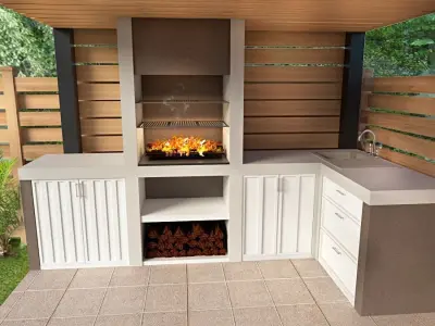 furniture outdoor kitchen  barbecue 3D model Low-poly 3D model