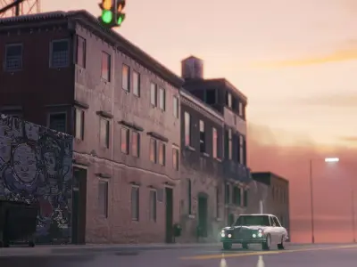 Tekstur 3D Model Lanskap Low-poly 3D model