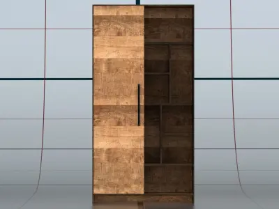 Cupboard PBR wooden bookcase 3D model