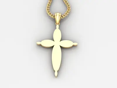 Light Gold 18K Cross Pendant 1CP077 3D print model
