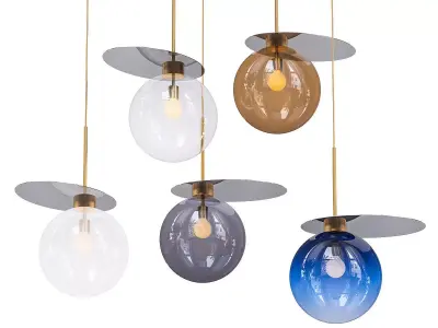 umbra four glass pendant lights hanging from ceiling 3D model