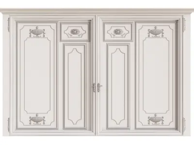 Classic gate with antique pattern silver plated and gilded 3D model