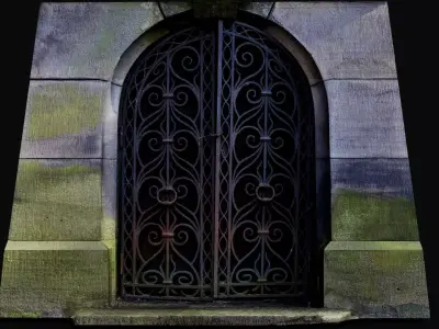 entrance tomb rusty iron doors PBR photogrammetry Low-poly 3D model