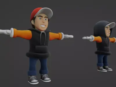 Cartoon Hoodie Character Not Rigged 3D model