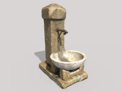 Old Stone Fountain Low-poly 3D model