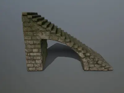 stairs brick wall Low-poly 3D model