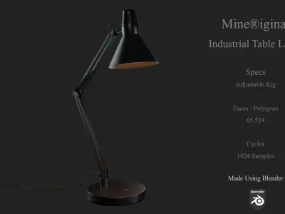 Highly Detailed Industrial Table Lamp With Rig 3D model