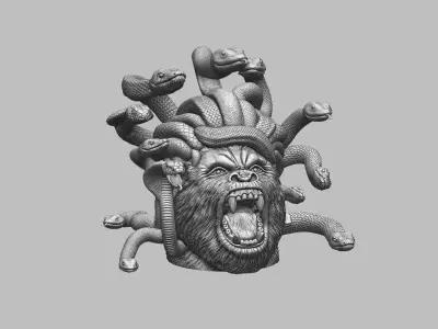 Medusa Gorilla bust Cyborg medusa gorilla bust 3D print model