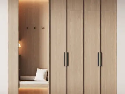 541 hallway zone 14 minimal modular wardeobe with seating niche 3D model