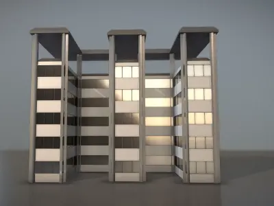 City Building Design E-2  Low-poly 3D model