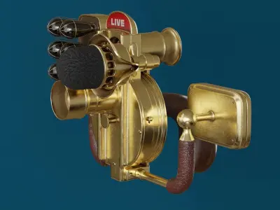 Retro vintage golden Live Stream Camera 3D model