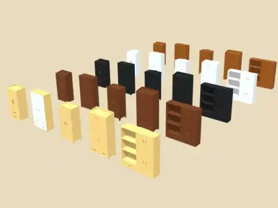 Dresser - Cabinet - Wardrobe - Closet collection Low-poly 3D model