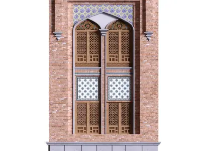 arabic exterior facade element set 812 Low-poly 3D model