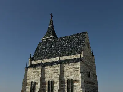 Church with cross on top Low-poly 3D model