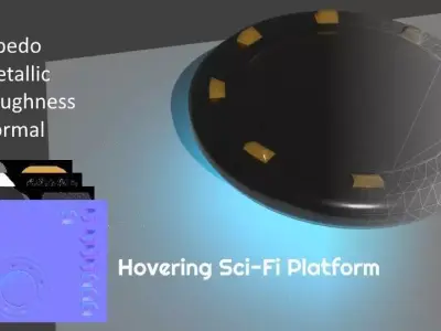 Hovering Sci-Fi Platform Low-poly 3D model