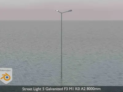 Street Light 5 Galvanized F3 M1 K0 A2 8000mm Low-poly 3D model