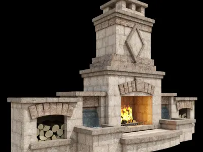 Outdoor Fireplace 002 3D model