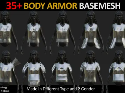 35 Body Armors Basemesh q Low-poly 3D model