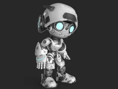 Droid RIGGED Low-poly 3D model