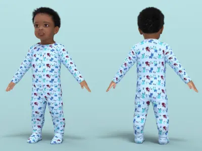  Little African Boy Light Skin in Full Bodysuit Rigged for Cinema 4D  purchase