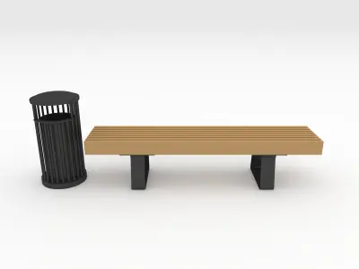 Bench Park 26 Low-poly 3D model