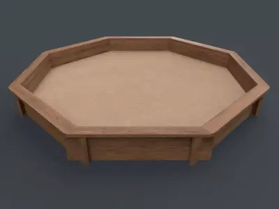 PBR Outdoor Wooden Sandbox Octagon D Low-poly 3D model