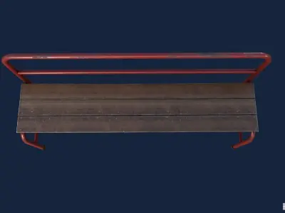 Metal coloured bench - two colors available -  Low-poly 3D model