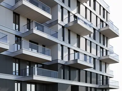 Modern residential building 10 3D model