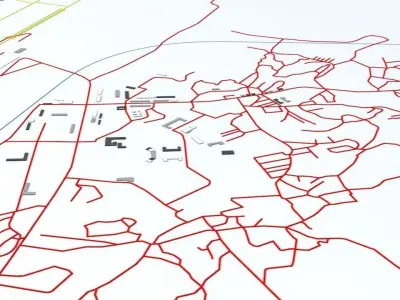 Pyongyang Sunan FNJ Airport Roads Buildings and Public Transport 3D model