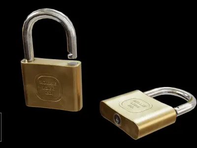 Game-ready Padlock two brass padlocks Free low-poly 3D model