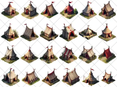 151 Transparent Medieval Tent House Game Assets Texture
