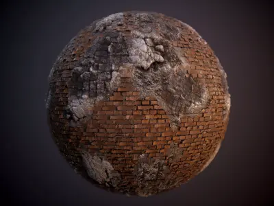 Damaged Brick Concrete Rebar PBR Texture Texture