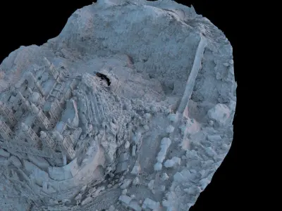 Huge monastery on mountain with bridge 3D model