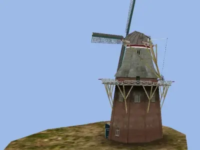 Dutch old windmill Low-poly 3D model