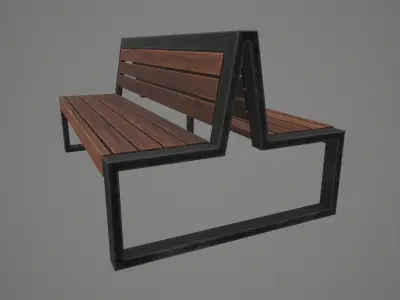 Game Ready Double Bench Low-poly 3D model