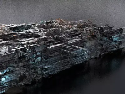 Dark Cyberpunk Slums city block 1 3D model