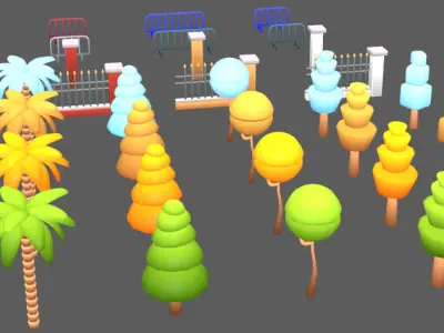 amusement park asset pack Low-poly 3D model