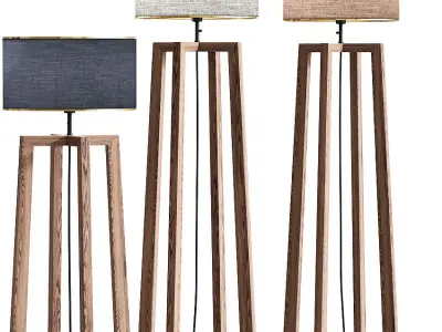 Wooden Floor Lamp 03 3D model