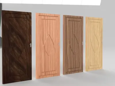 Door 5 four glass doors in row 3D model
