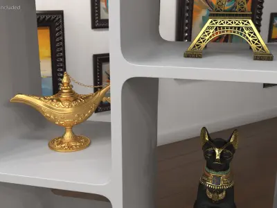  Modern Bookshelf with Decorative Souvenirs 