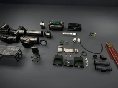 Warhammer Inspired Set Dressing Kit - 30 plus Props Low-poly 3D model