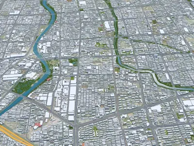 Weifang Shandong China 50km AI Low-poly 3D model
